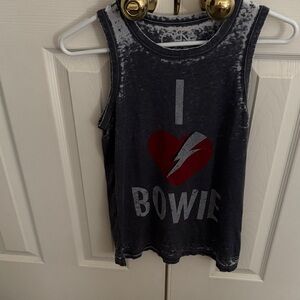 I Heart Bowie Graphic Tank by CHASER- Black with Red Heart